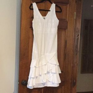 Elegant White Layered Midi Dress